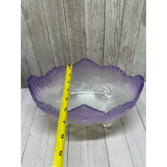 Vtg Jeanette Flashed Purple Ombre Footed Lombardi Fruit Bowl Unique Color 10"x5" - Picture 11 of 13